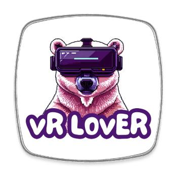 VR Bär mit Virtual Reality Brille - Viereckiger Kühlschrankmagnet - Weiß - Vorne