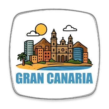Paysage urbain coloré de Gran Canaria - Magnet carré - blanc - Devant