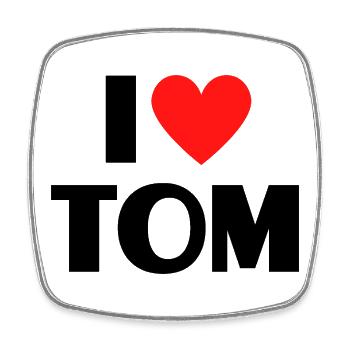 I love Tom Red Heart Love Fan Gift - Square fridge magnet - white - Front