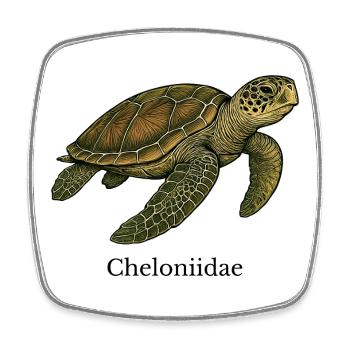 Cheloniidae Sea Turtle Design - Square fridge magnet - white - Front