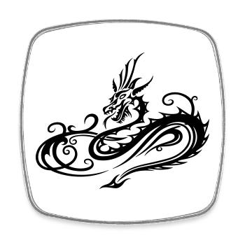 Tribal dragon in heart shape motif - Square fridge magnet - white - Front