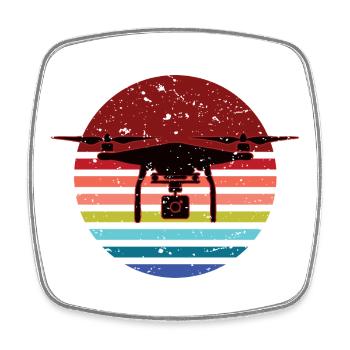Vintage drone - Square fridge magnet - white - Front