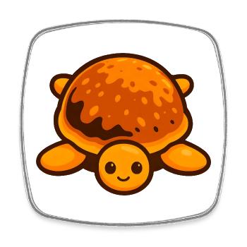 Tortue fantaisiste façon crêpe avec carapace brillante - Magnet carré - blanc - Devant