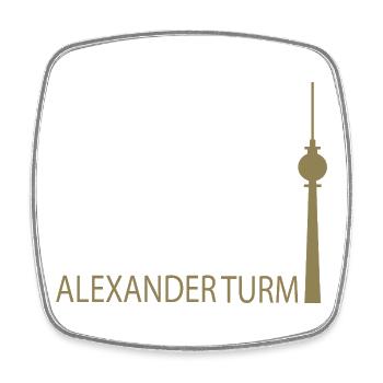 Witziger Berliner Fernsehturm Silhouette Parodie - Viereckiger Kühlschrankmagnet - Weiß - Vorne