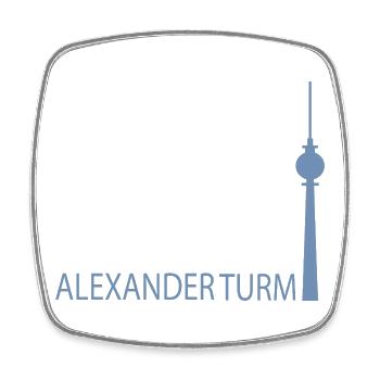 Minimalistisch Silhouette des Berliner Fernsehturm - Viereckiger Kühlschrankmagnet - Weiß - Vorne