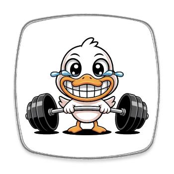 Canard fort avec haltère Fitness Workout Cartoon - Magnet carré - blanc - Devant