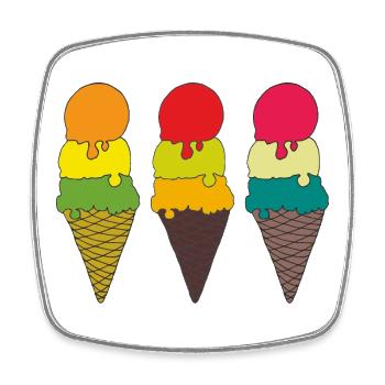 Illustration de cornet de glace coloré - Magnet carré - blanc - Devant