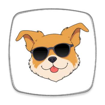 Funny dog with sunglasses design - Square fridge magnet - white - Front