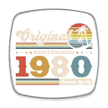 45. Geburtstag Original September Jahrgang 1980 - Viereckiger Kühlschrankmagnet - Weiß - Vorne