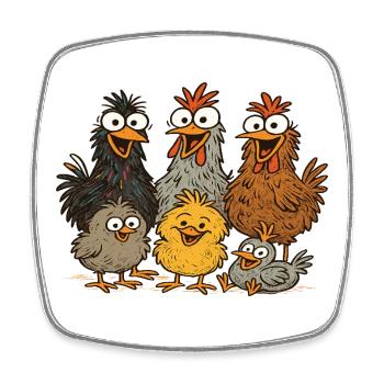 Poulet coloré motif de dessin animé - Magnet carré - blanc - Devant