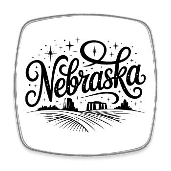 Nebraska - Souvenir USA State Design - Viereckiger Kühlschrankmagnet - Weiß - Vorne