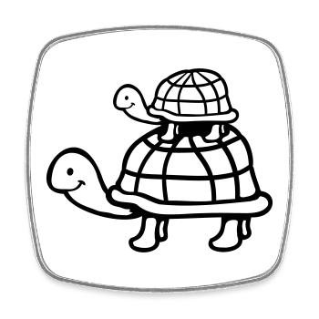 2 Turtles Piggyback Mom Dad Kid Riding Cute - Square fridge magnet - white - Front