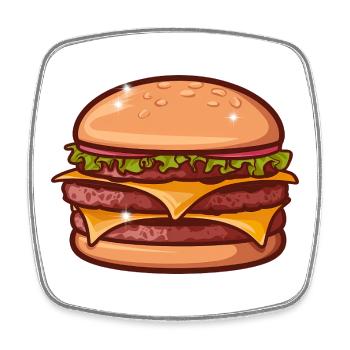Cheeseburger juteux - Magnet carré - blanc - Devant