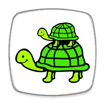 2 Turtles Piggyback Mom Dad Kid Riding Cute - Square fridge magnet - white - Front