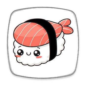 Kawaii Sushi - Square fridge magnet - white - Front