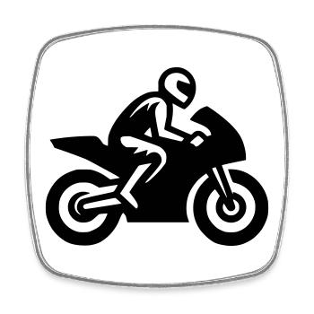 Moto de course Moto Moto Machine de course - Magnet carré - blanc - Devant
