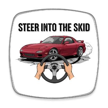 Steer Into The Skid - Viereckiger Kühlschrankmagnet - Weiß - Vorne