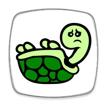 Tortue renversée sur le dos, triste - Magnet carré - blanc - Devant
