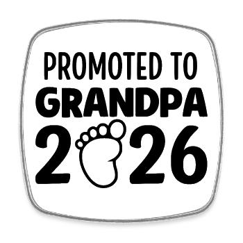 Promoted To Grandpa 2026 - Viereckiger Kühlschrankmagnet - Weiß - Vorne