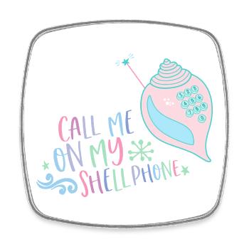 Appelez-moi sur mon Shellphone Mermaid rétro années 80 - Magnet carré - blanc - Devant