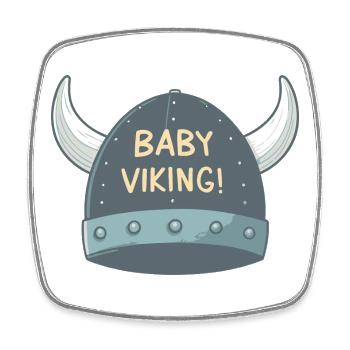 Viking Bébé Casque à Cornes - Magnet carré - blanc - Devant