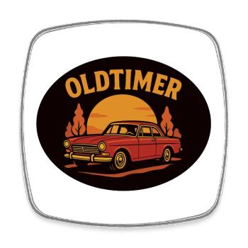 Vintage Auto Oldtimer Sunset Design - Viereckiger Kühlschrankmagnet - Weiß - Vorne