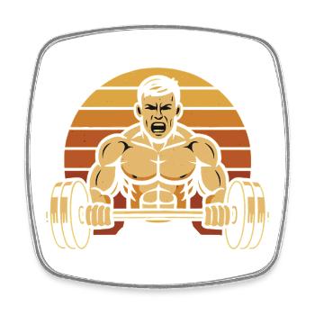 Muscle Power Retro Sunset Haltère - Magnet carré - blanc - Devant