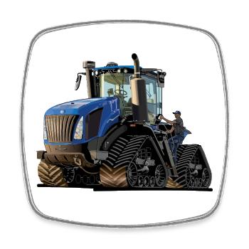 Tracteur à chenilles - Magnet carré - blanc - Devant