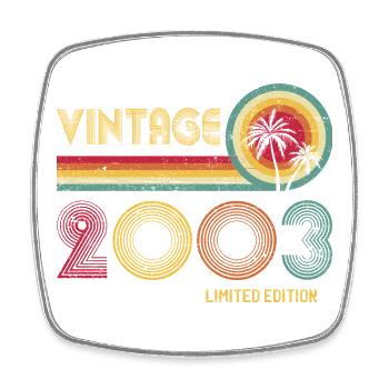 Millésime 2003 Bague Coucher de soleil - Magnet carré - blanc - Devant