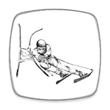 Ski alpin - Magnet carré - blanc - Devant