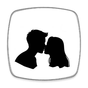 Moonlit Kiss Silhouette - Square fridge magnet - white - Front