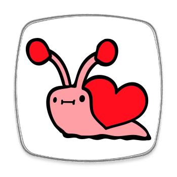 Snail Heart Snail Shell Cute Love Romantic - Square fridge magnet - white - Front