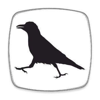 Corbeau I - Magnet carré - blanc - Devant