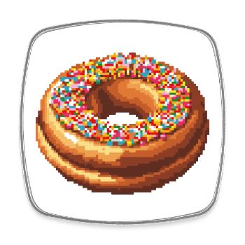 Pixel Donut  - Viereckiger Kühlschrankmagnet - Weiß - Vorne