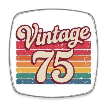 Vintage 75 Design Rétro Années 70 - Magnet carré - blanc - Devant
