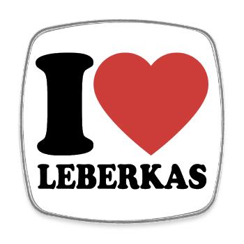 I Love Leberkäs - Heart - Meat loaf - Square fridge magnet - white - Front