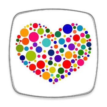 Spotty Heart T-Shirt | Bright Colourful Dots Love - Square fridge magnet - white - Front