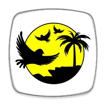 Paradise Insel Birds - Viereckiger Kühlschrankmagnet - Weiß - Vorne