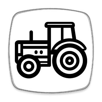 tracteur - Magnet carré - blanc - Devant