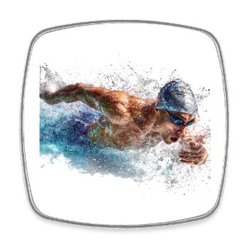 Sports nautiques Splash Natation - Magnet carré - blanc - Devant