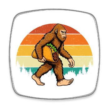 Bigfoot Trägt Taco Lustiges Fiesta Mashup - Viereckiger Kühlschrankmagnet - Weiß - Vorne