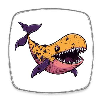Whale Halloween Comic Funny - Square fridge magnet - white - Front