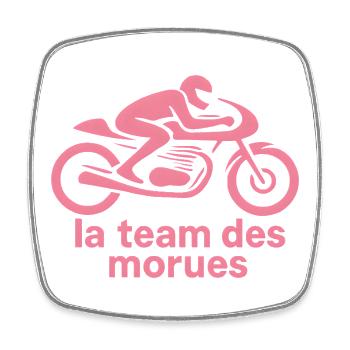 Team des Morues sur Moto Rose - Magnet carré - blanc - Devant