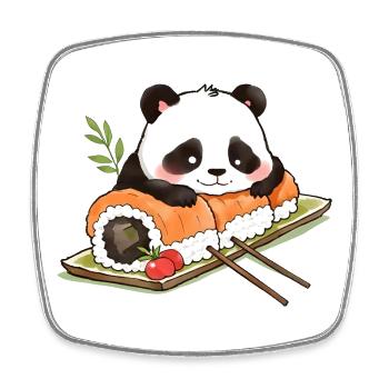 Panda Sushi – Oil Painting Anime Style - Square fridge magnet - white - Front