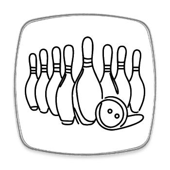 Bowling Pins - Viereckiger Kühlschrankmagnet - Weiß - Vorne