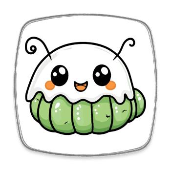 Worm Halloween Ghost - Square fridge magnet - white - Front