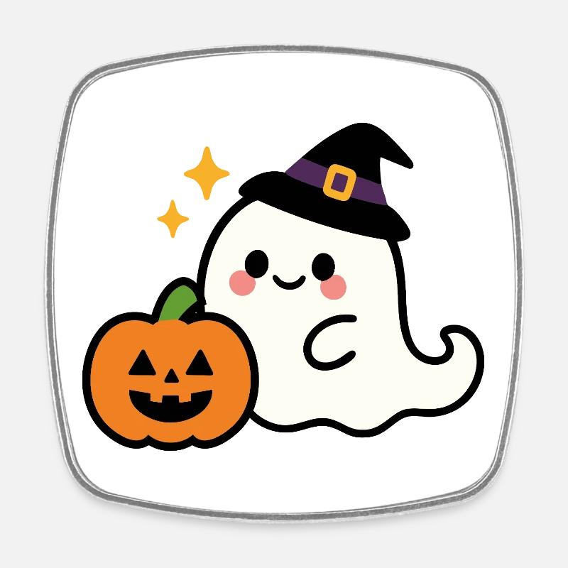 Cute But Spooky – Halloween Kawaii Ghost - Square fridge magnet - white