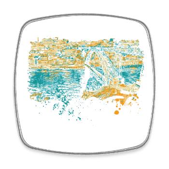D. Luis Porto Brücke Bunte Douro Illustration - Viereckiger Kühlschrankmagnet - Weiß - Vorne