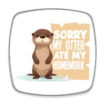 Seeotter Cartoon Ate My Homework - Viereckiger Kühlschrankmagnet - Weiß - Vorne