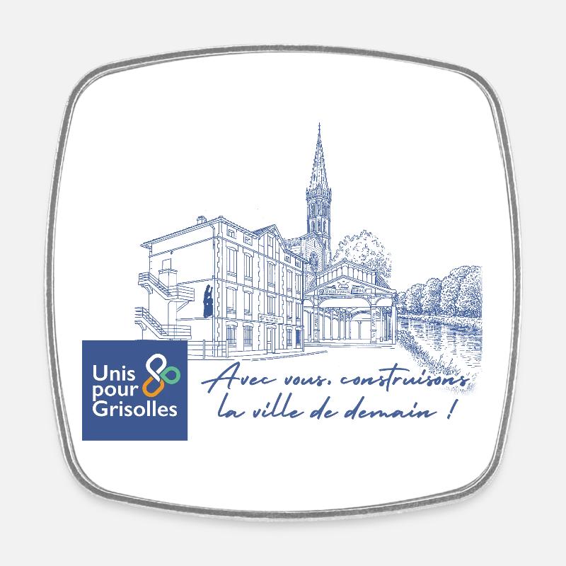 tshirt_unispourgrisolles - Magnet carré - blanc